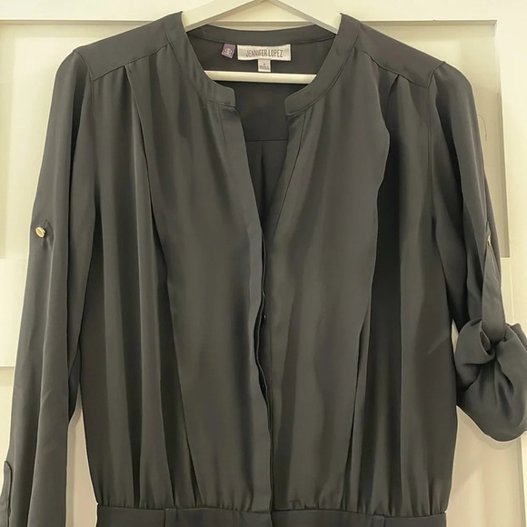 Jennifer Lopez Black Long Sleeve Gold Button Down Shorts Romper Size 2 - Picture 5 of 8